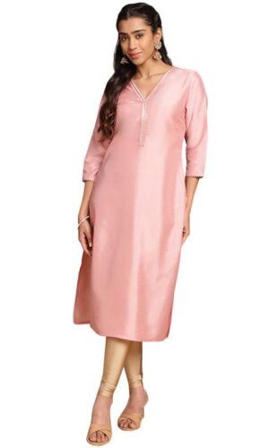 Crepe Silk Solid Straight Kurta